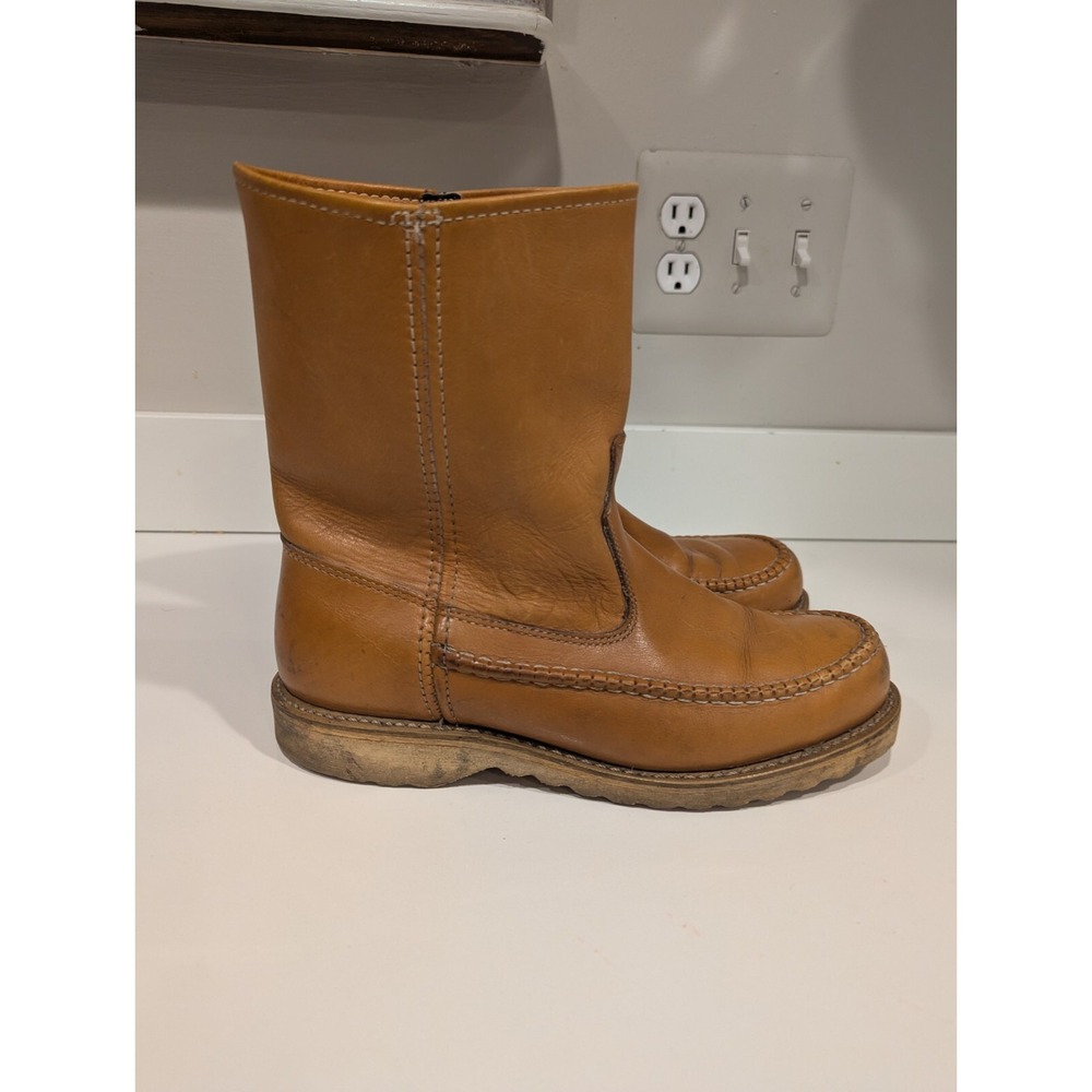 Vintage Leather Work Boots Sears Biltrite Nuron Crepe USA Men US 7 Women's 9